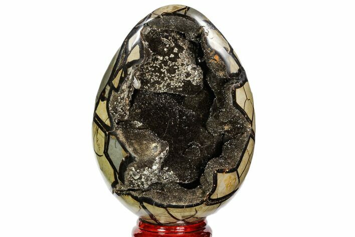 Septarian Dragon Egg Geode - Black Crystals #107182